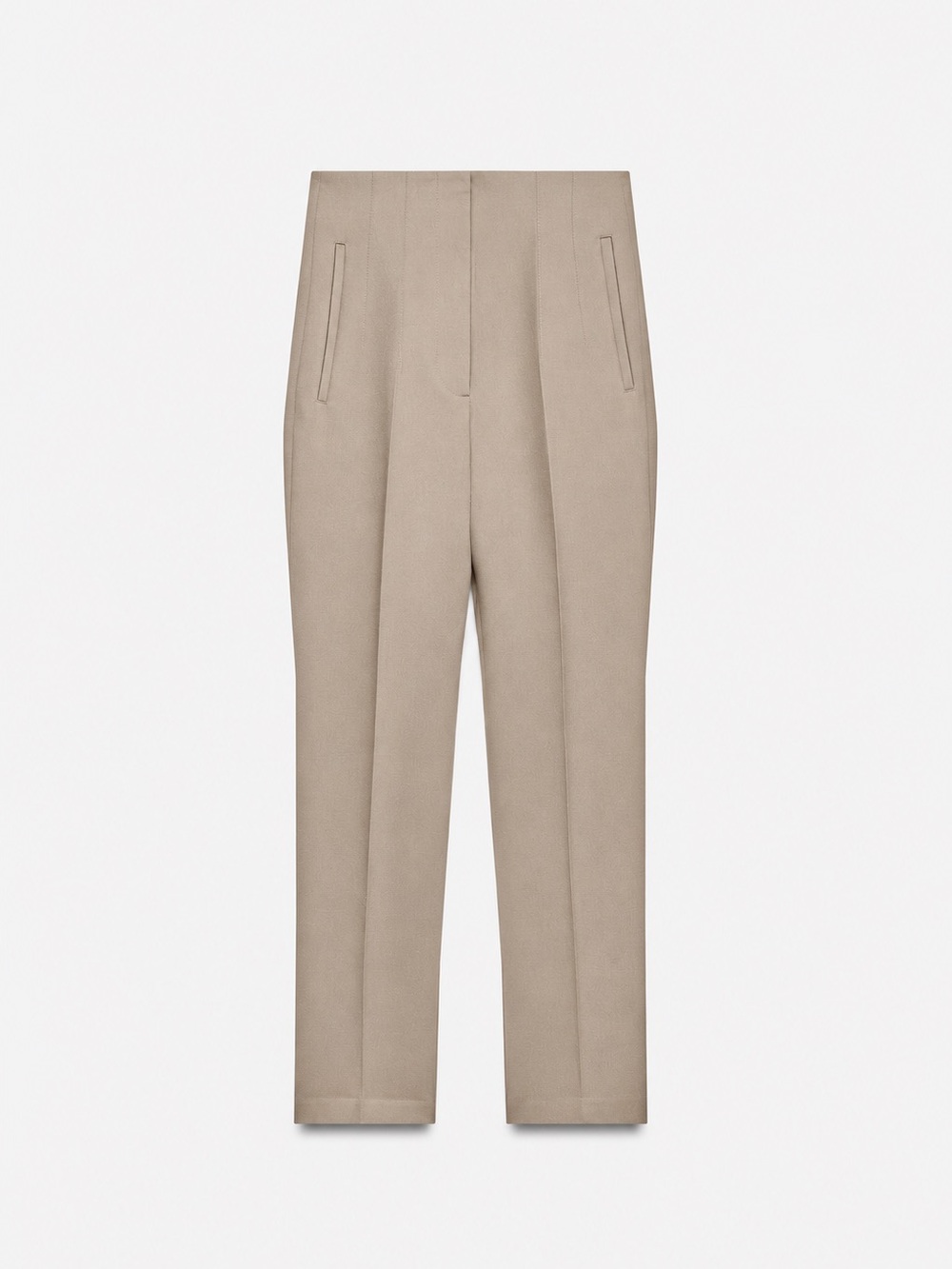 ZARA High-Waisted Slim-Fit Ankle Pants – Size L – Light Camel